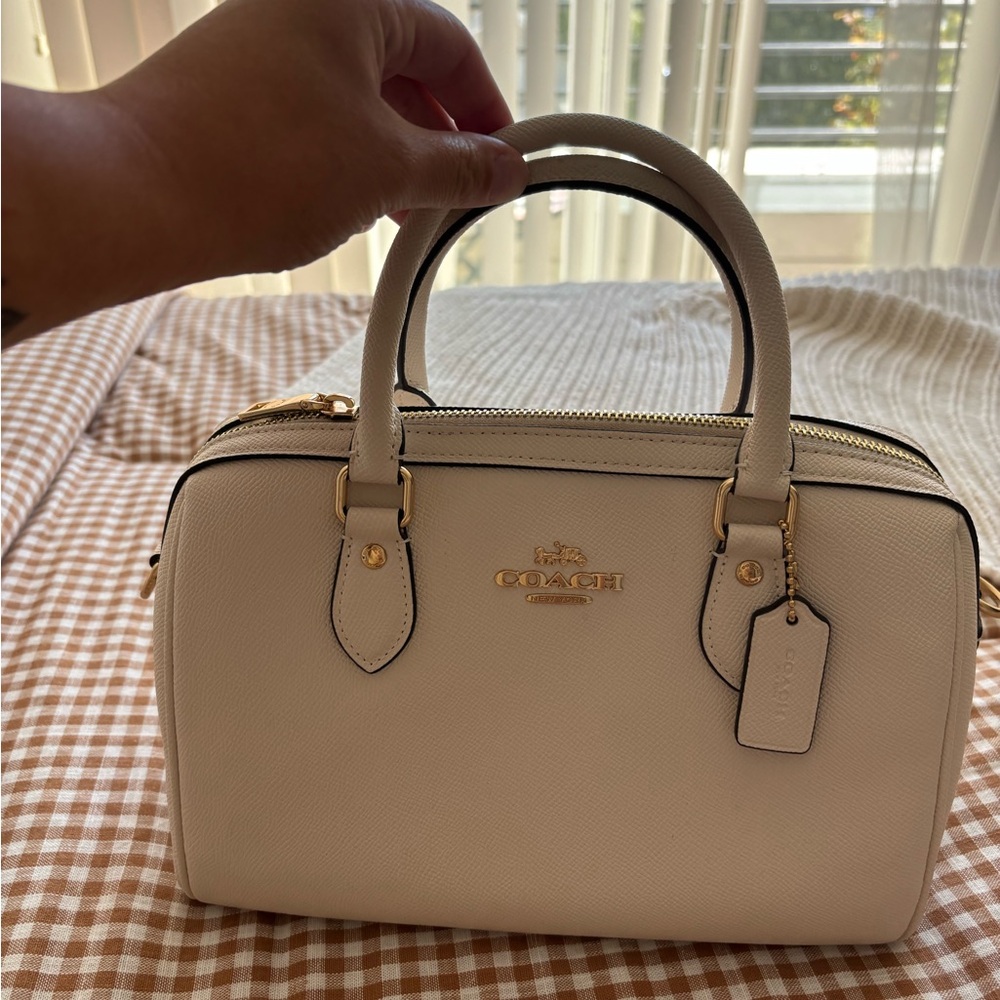 Coach Ivory Satchel with Gold Accents